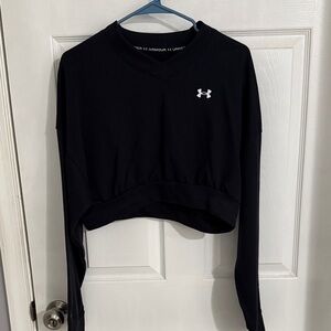 Under Armour Black Cropped V-Neck Sweatshirt with Logo